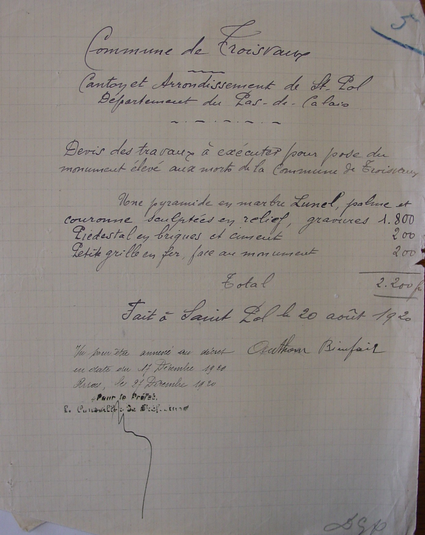 Archives du Pas-de-Calais, Srie 2O/831/1
