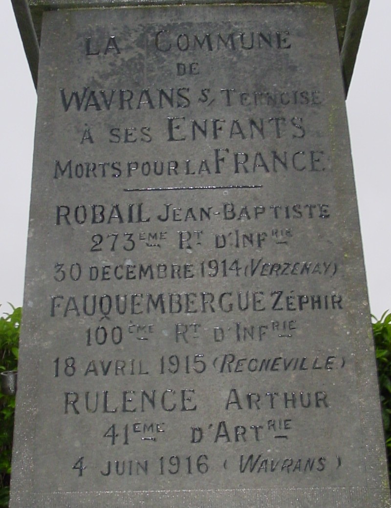 Monument aux morts de WAVRANS-SUR-TERNOISE